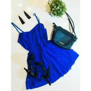 Forever 21 Bright blue lacy cocktail dress